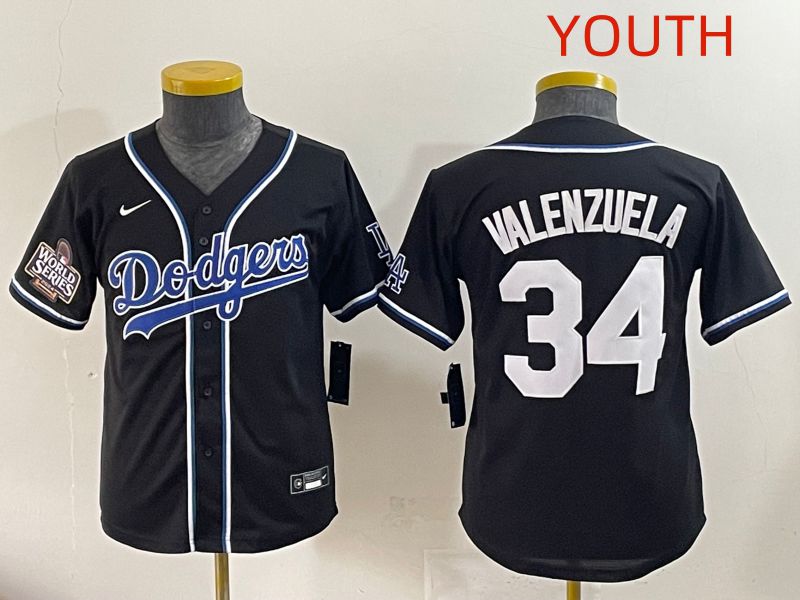 Youth 2025 Los Angeles Dodgers #34 Valenzuela Black Three generations Fashion Nike MLB Jersey style 6